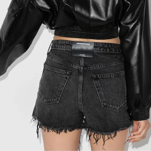 ALEXANDER WANG BITE SHORT “Grey Aged”Super Frayed Raw Hem, Made in the USA